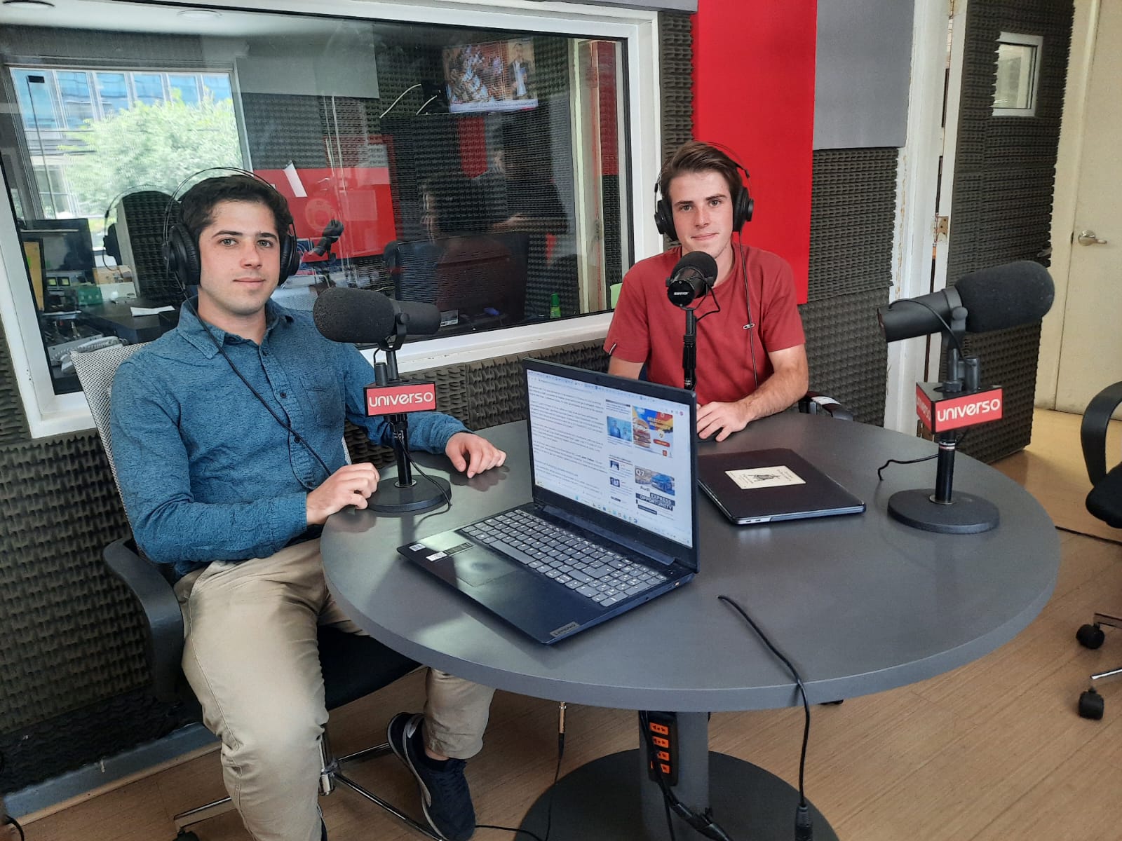 Antoine and Xavier at the Radio Universo Studio